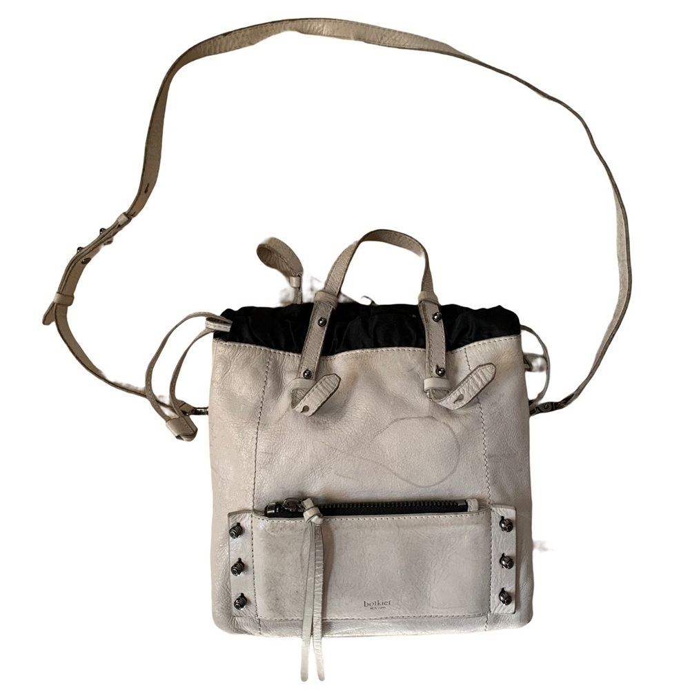 Botkier White Leather Designer Studded Crossbody Bag